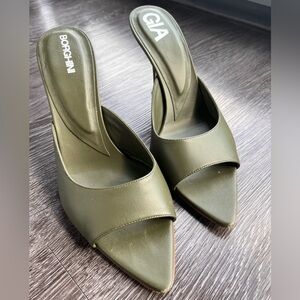 GIA BORGHINI Perni army green pointed heel sandals SZ 39.5
